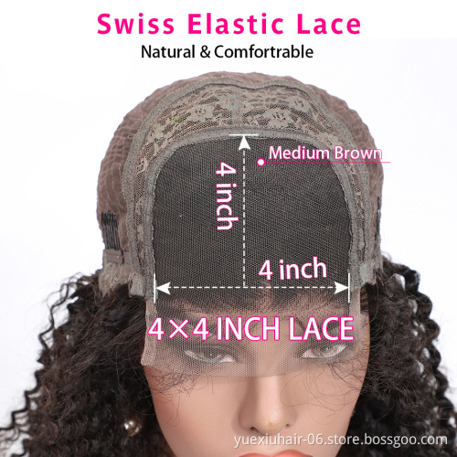 4*4 Human Lace Closure Wig Brazilian Virgin Human Hair Lace Wigs With Baby Hair Kinky Curly